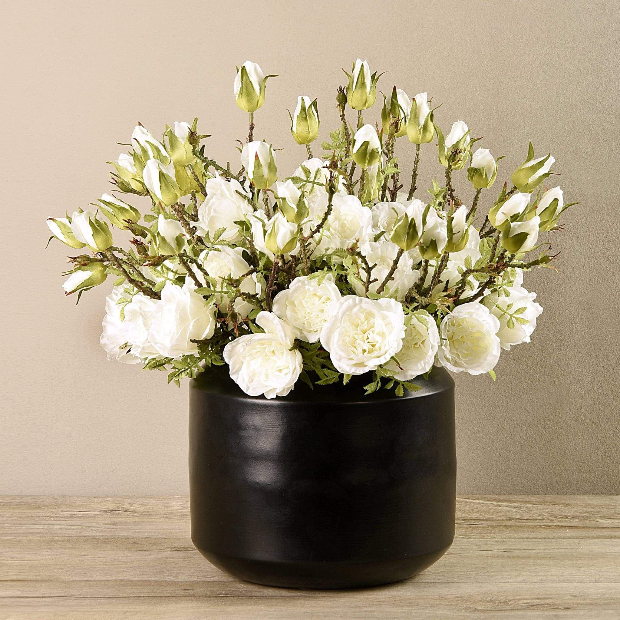 Artificial Rose Arrangement in Black Vase - Bloomr