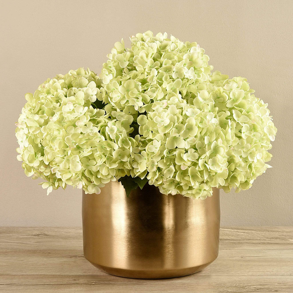 Artificial Hydrangea In Gold Vase - Bloomr