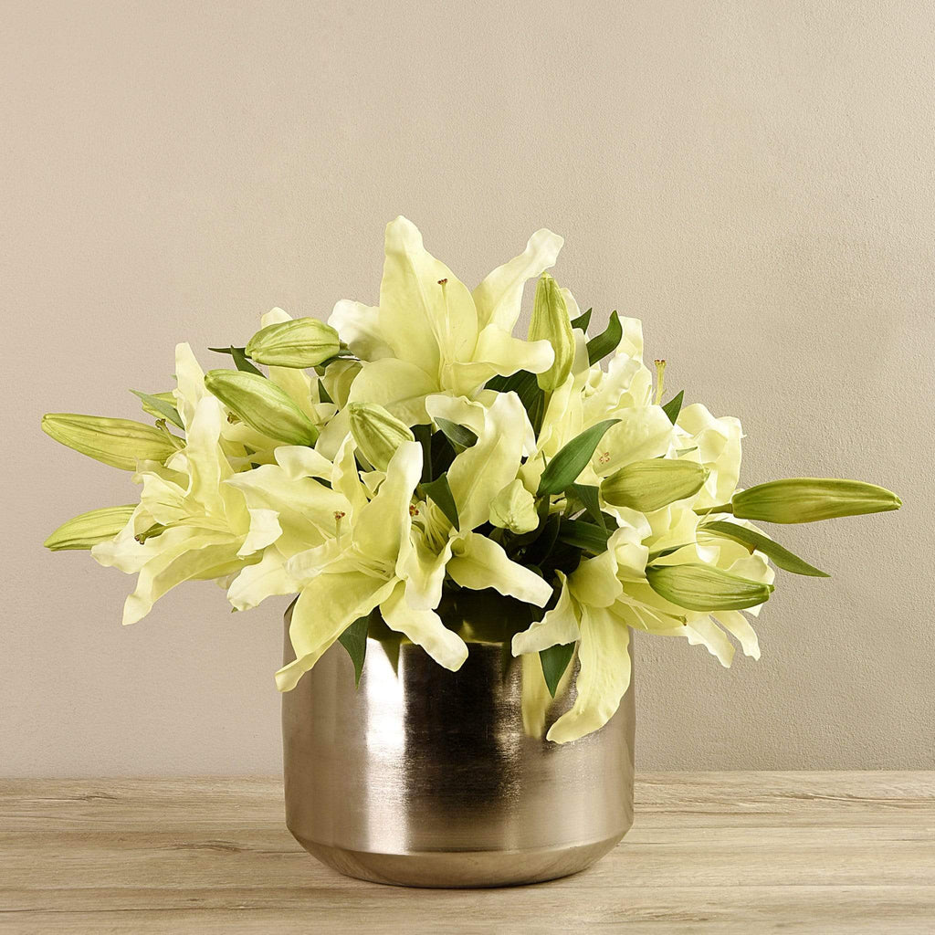 Artificial Lily in Silver Vase - Bloomr